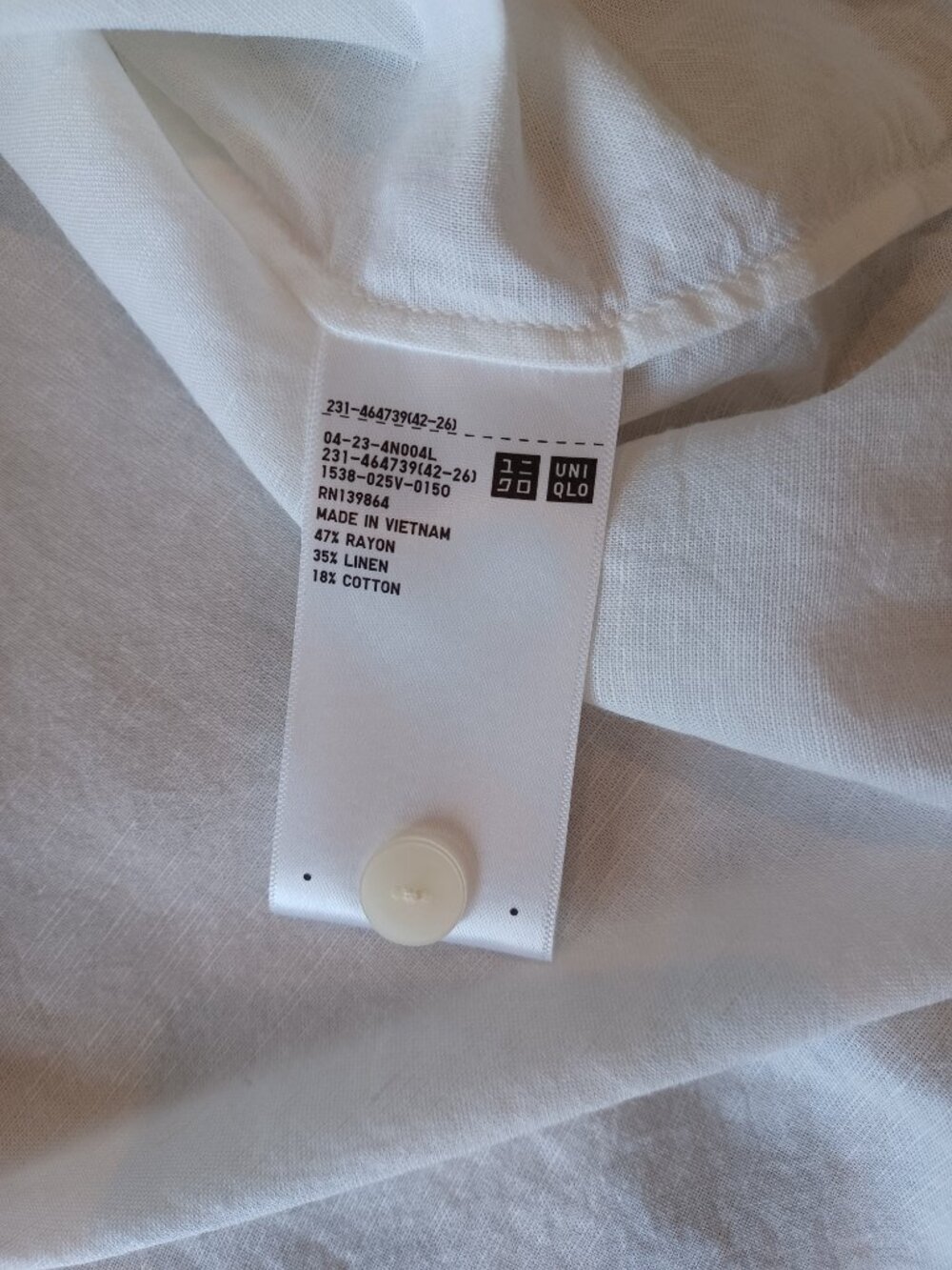 Uniqlo Women's Linen Blend Open Collar Short Sleeve White Shirt Size SMALL - Picture 9 of 9